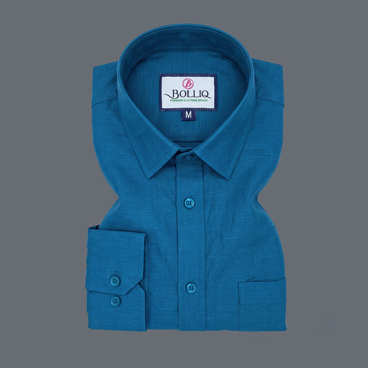 Bolliq Premium dark Blue 100 % Cotton Linen Shirt