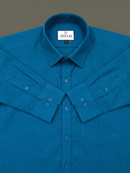 Bolliq Premium dark Blue 100 % Cotton Linen Shirt