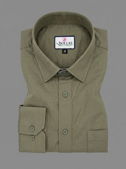 BOLLIQ Premium Sage Olive 100 % Cotton Linen Shirt
