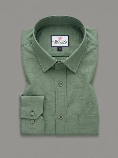 BOLLIQ Premium Sage Green 100% Cotton Linen Shirt