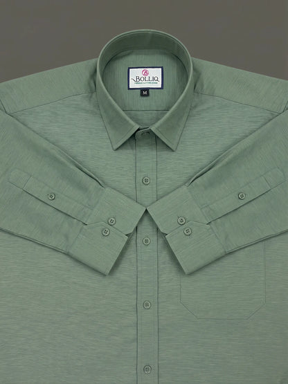 BOLLIQ Premium Sage Green 100% Cotton Linen Shirt