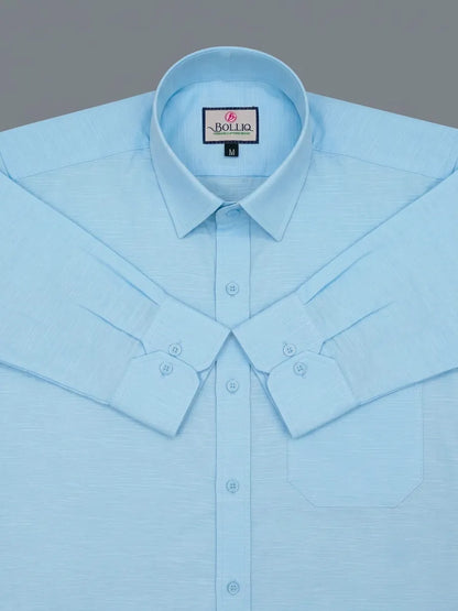 Bolliq Premium Light Sky Blue 100% Cotton Linen Shirt