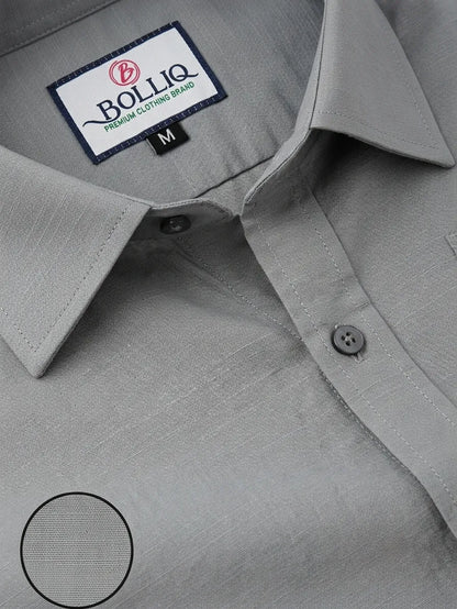 Bolliq Premium  Light Gray 100% Cotton Linen Shirt
