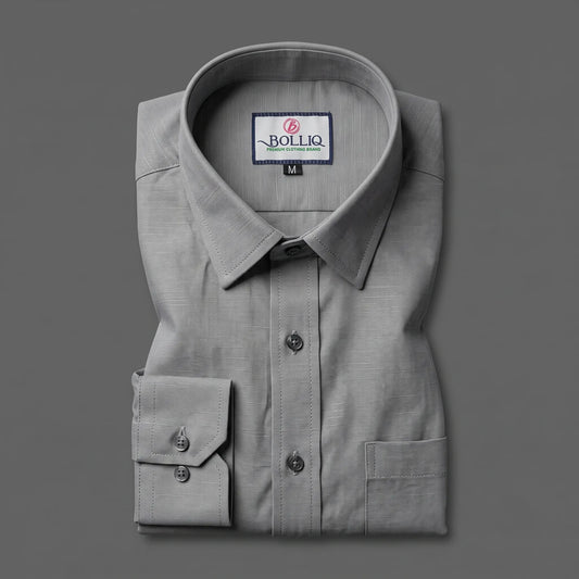 Bolliq Premium  Light Gray 100% Cotton Linen Shirt