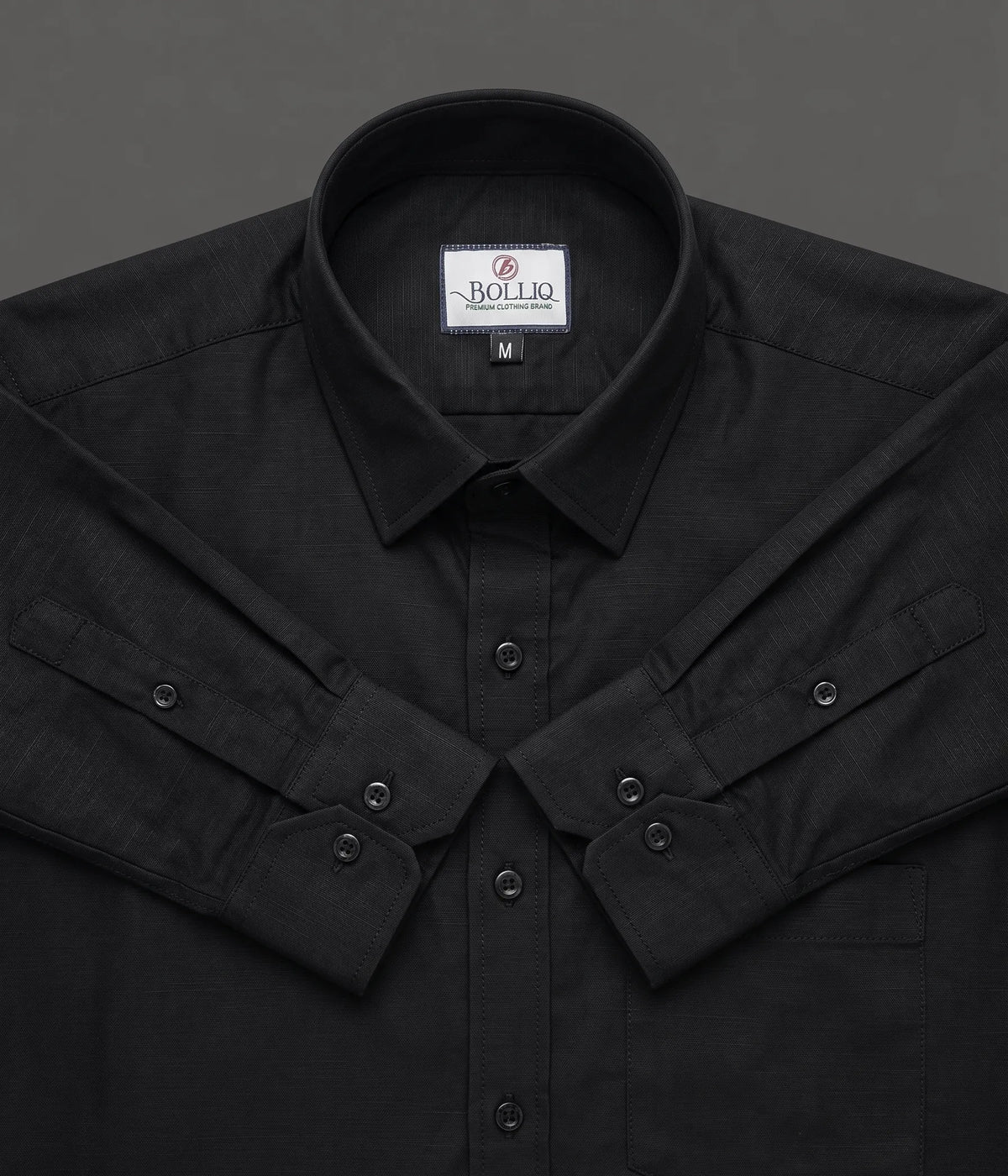 Bolliq Premium black 100 % Cotton Linen Shirt