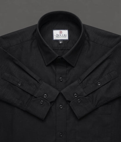 Bolliq Premium black 100 % Cotton Linen Shirt