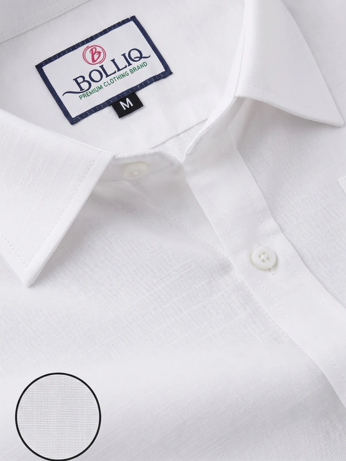 Bolliq Premium White 100% Cotton Linen Shirt for Men