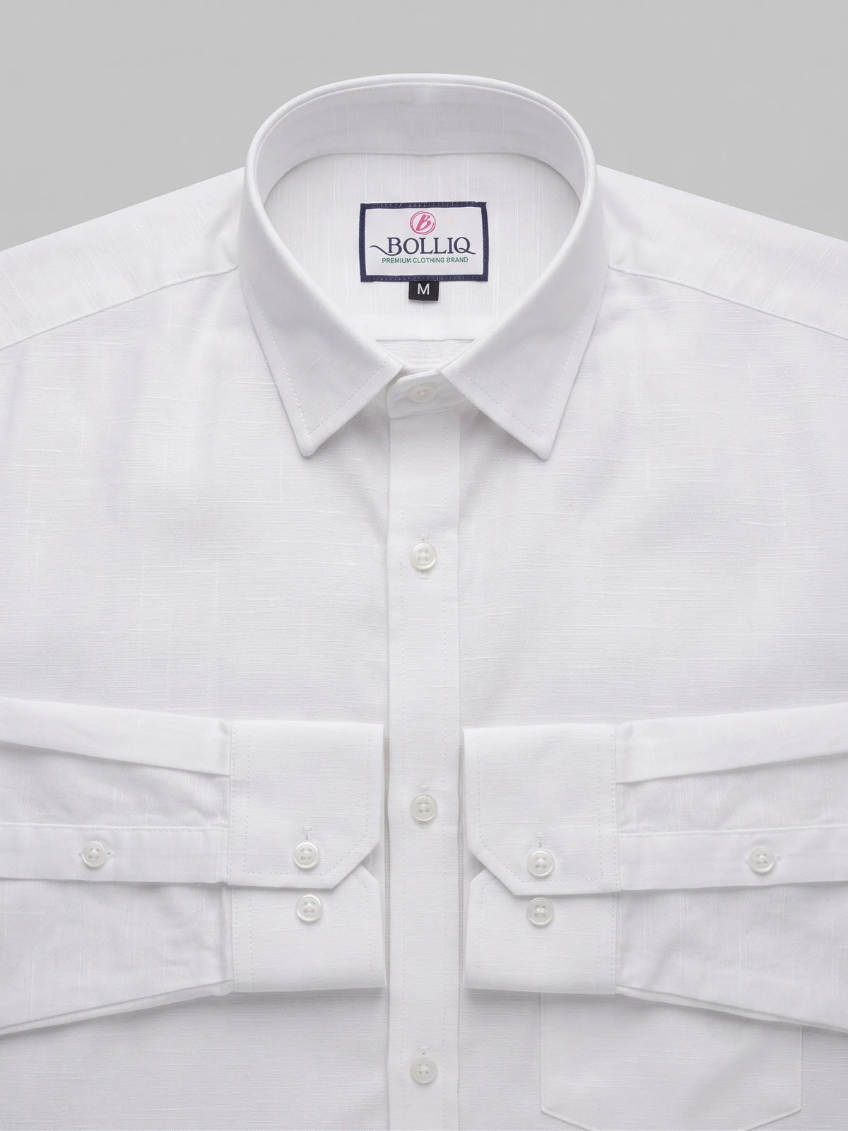 Bolliq Premium White 100% Cotton Linen Shirt for Men