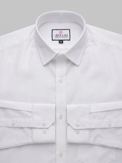 Bolliq Premium White 100% Cotton Linen Shirt for Men