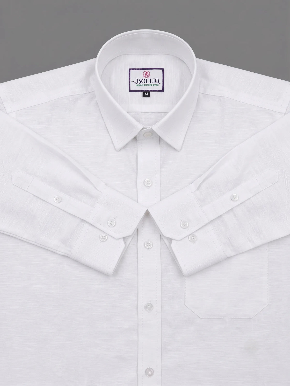 Bolliq Premium White 100% Cotton Linen Shirt for Men