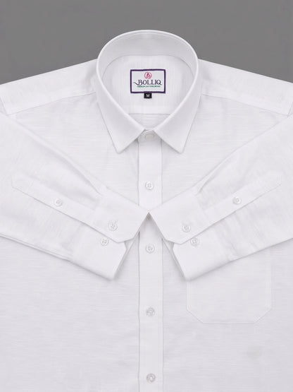 Bolliq Premium White 100% Cotton Linen Shirt for Men