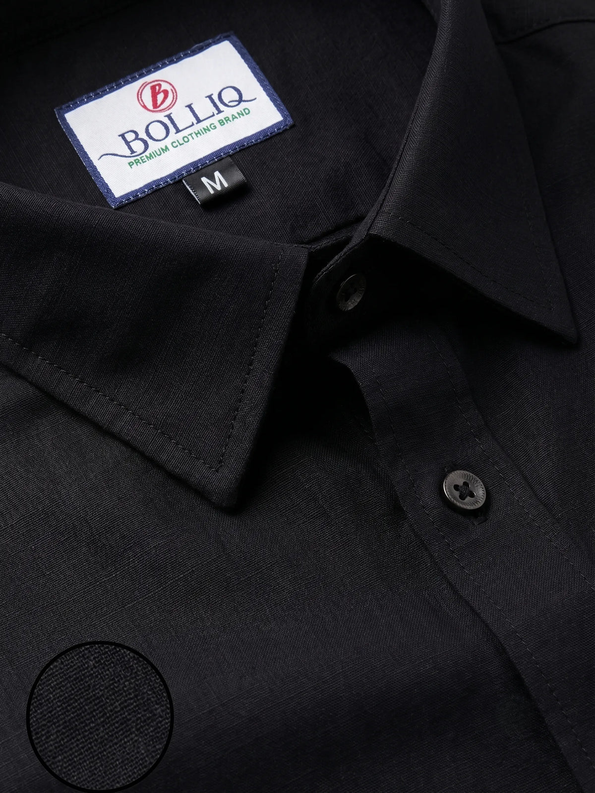 Bolliq Premium black 100 % Cotton Linen Shirt