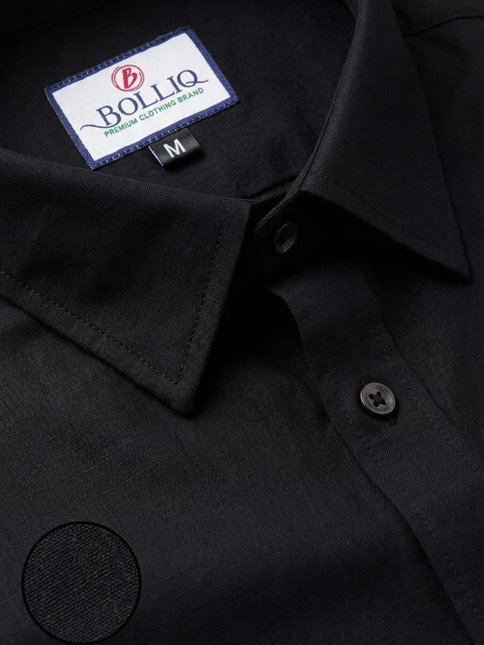 Bolliq Premium black 100 % Cotton Linen Shirt