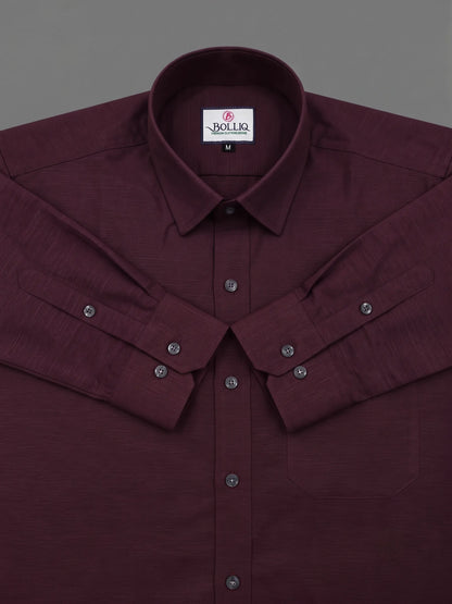 Bolliq Premium Dark Red 100 % Cotton Linen Shirt