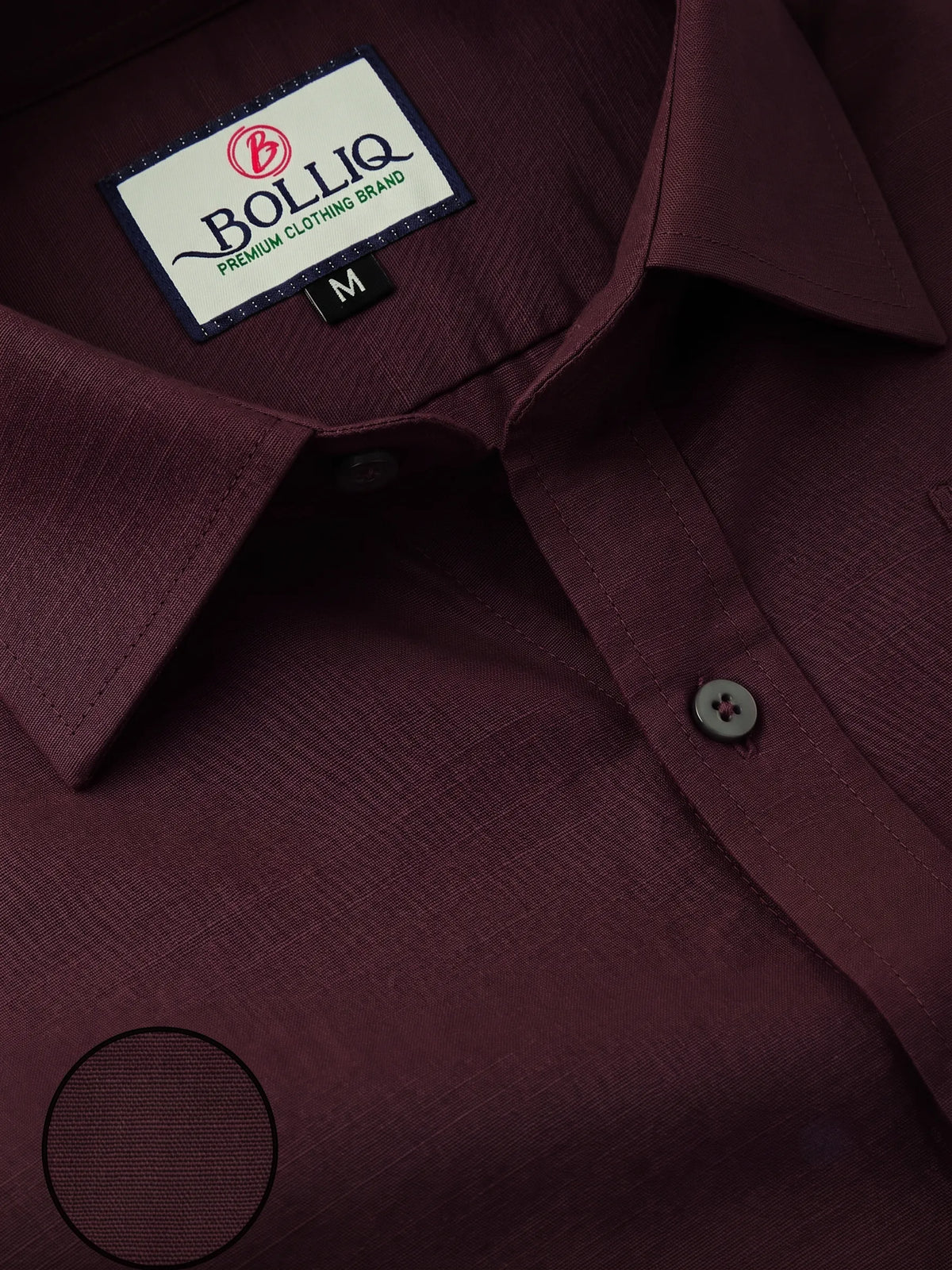 Bolliq Premium Dark Red 100 % Cotton Linen Shirt