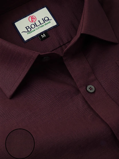 Bolliq Premium Dark Red 100 % Cotton Linen Shirt