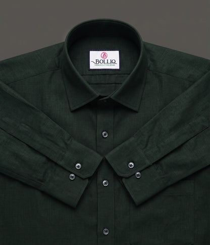 Bolliq Premium Dark Green 100% Cotton Linen shirt