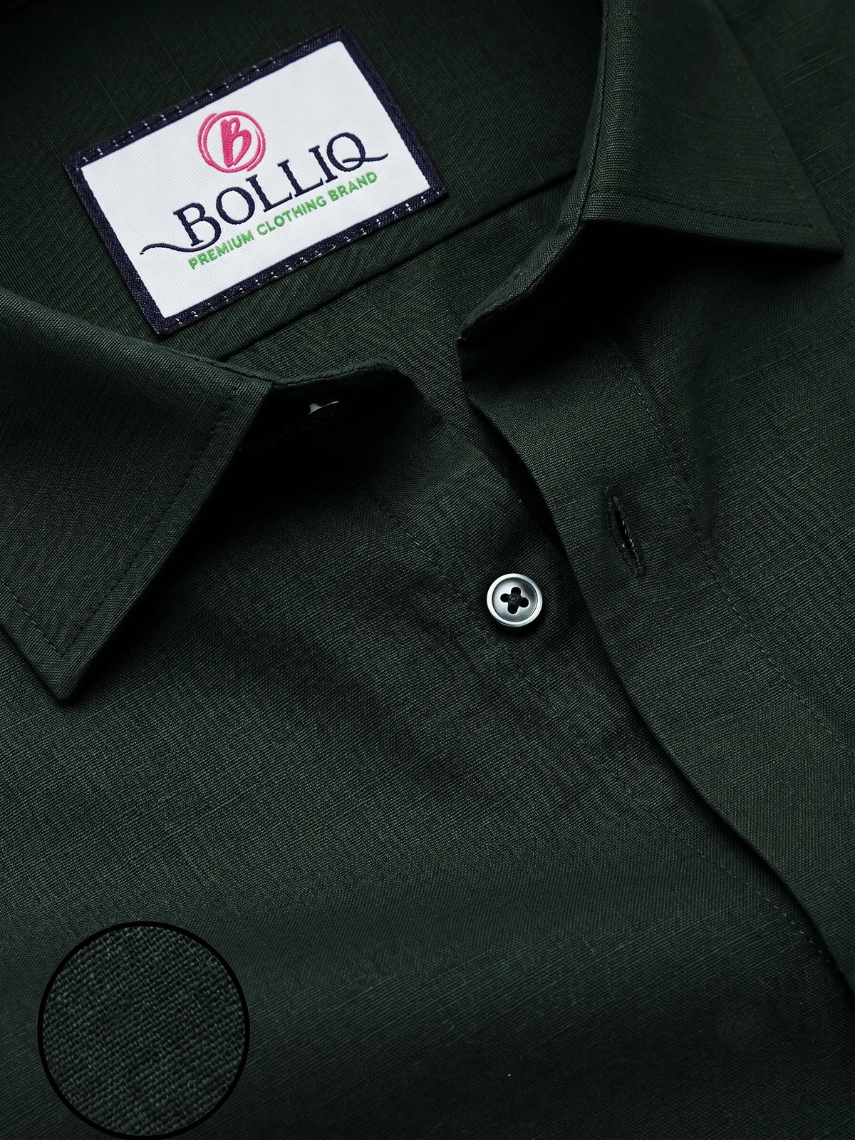 Bolliq Premium Dark Green 100% Cotton Linen shirt