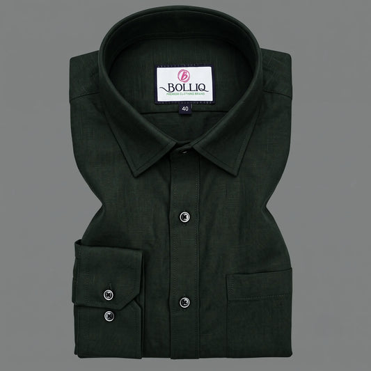 Bolliq Premium Dark Green 100% Cotton Linen shirt