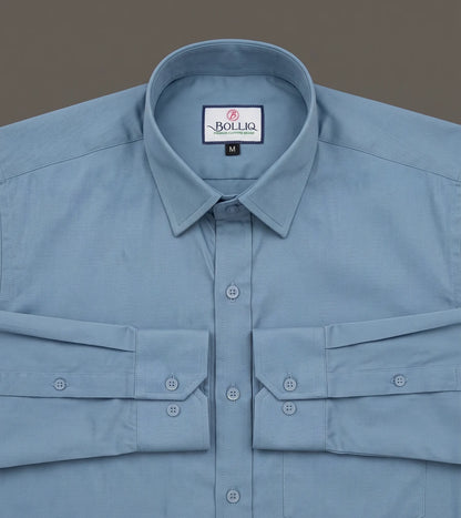 Bolliq Premium Dark Sky Blue 100 % Cotton Linen shirt
