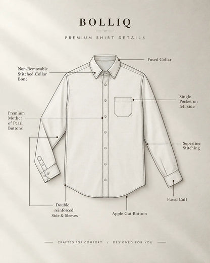 Bolliq Premium Light Sky Blue 100% Cotton Linen Shirt